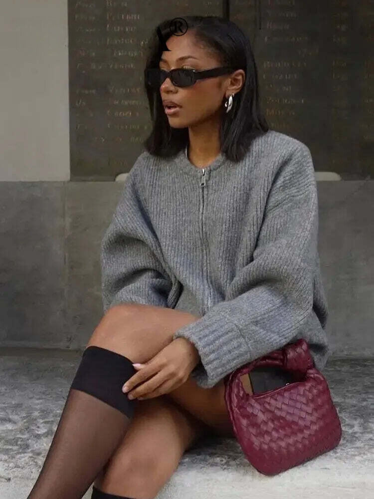 Chaqueta Suéter Mujer Estilo Vintage Ajuste Casual