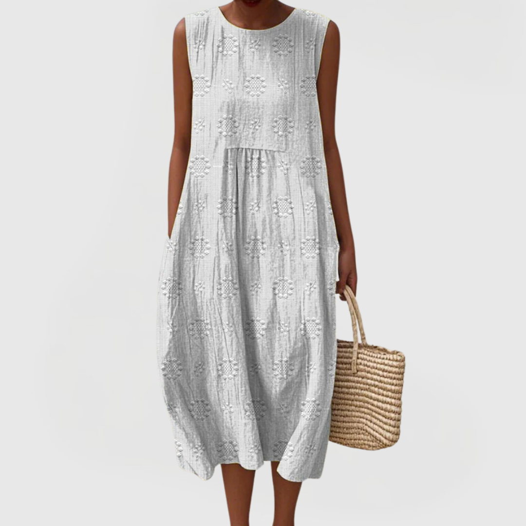 Vestido midi mujer tejido ligero sin mangas bolsillos laterales