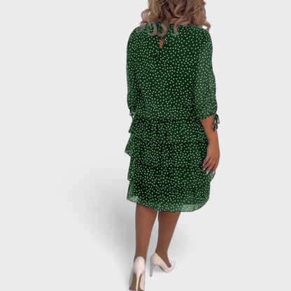 Vestido clásico mujer de lunares manga larga elegante