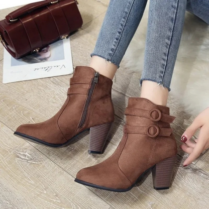 Botines Mujer de Tacón Alto con Correas Decorativas