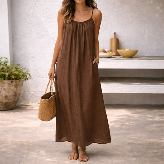 Vestido maxi mujer Tirantes finos Corte suelto - Mavetta