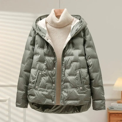Abrigo Mujer Acolchado Invierno con Capucha Ajuste Regular