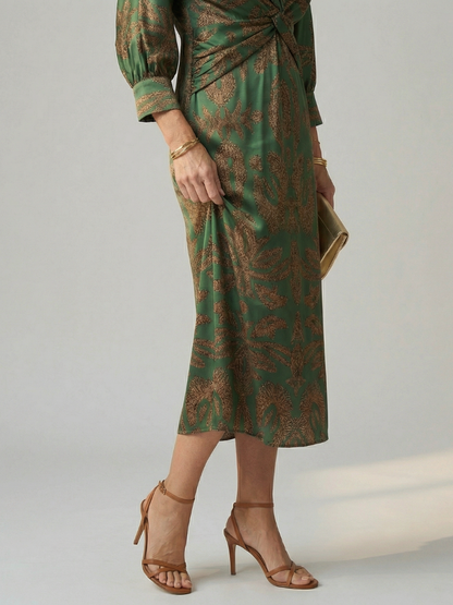 Vestido Midi Mujer Corte Cruzado Cintura Ajustada