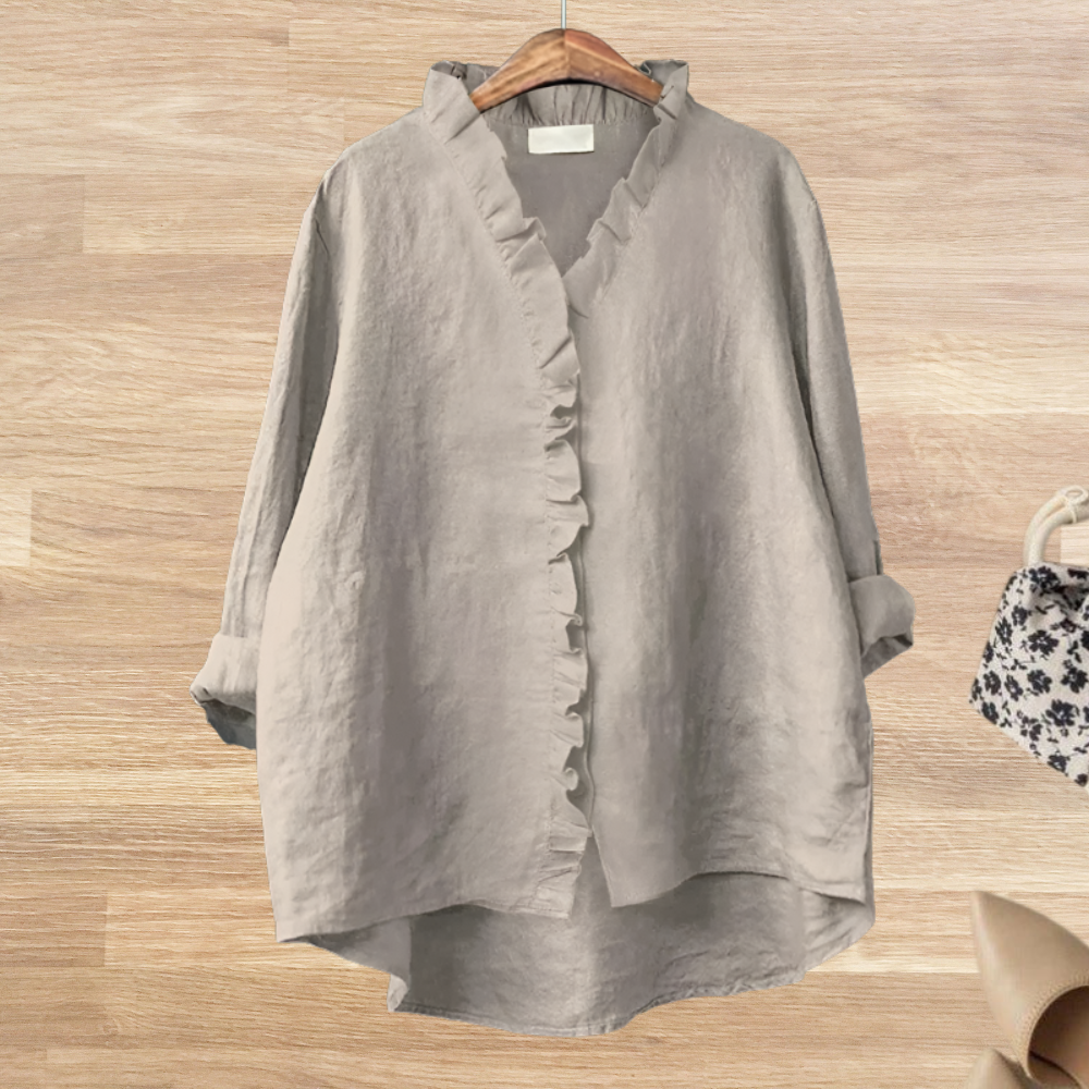 Blusa Mujer Fluida Cuello de Volantes