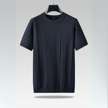 Camiseta Hombre de Punto Seda de Hielo Manga Corta Cuello Redondo