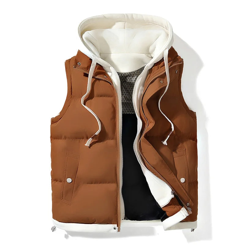 Chaleco Hombre Acolchado Puffer con Capucha Ajuste Regular