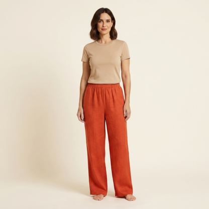Pantalón Mujer Fluido Algodón Lino - Mavetta