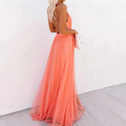 Vestido maxi mujer escote profundo fluido
