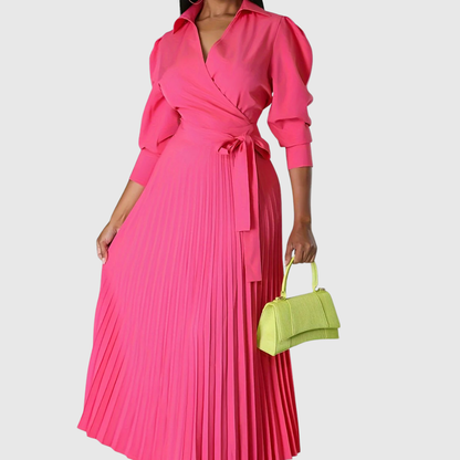 Vestido midi mujer plisado tejido suave