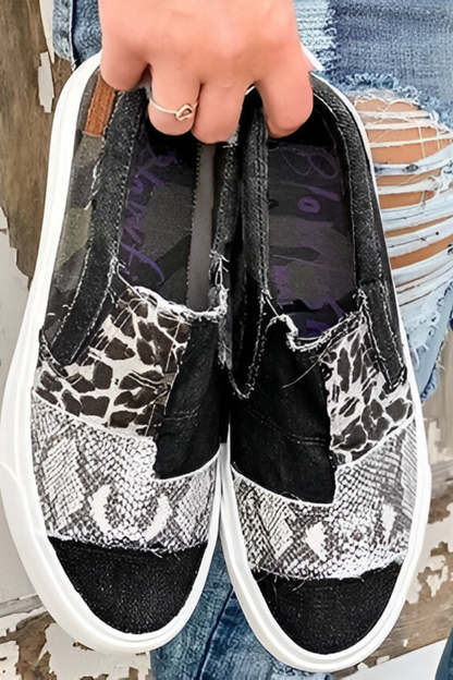 Zapatillas slip-on mujer con diseño patchwork estilo casual