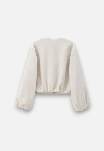 Chaqueta Bomber Mujer de Forro Polar Cremallera Cuello Redondo