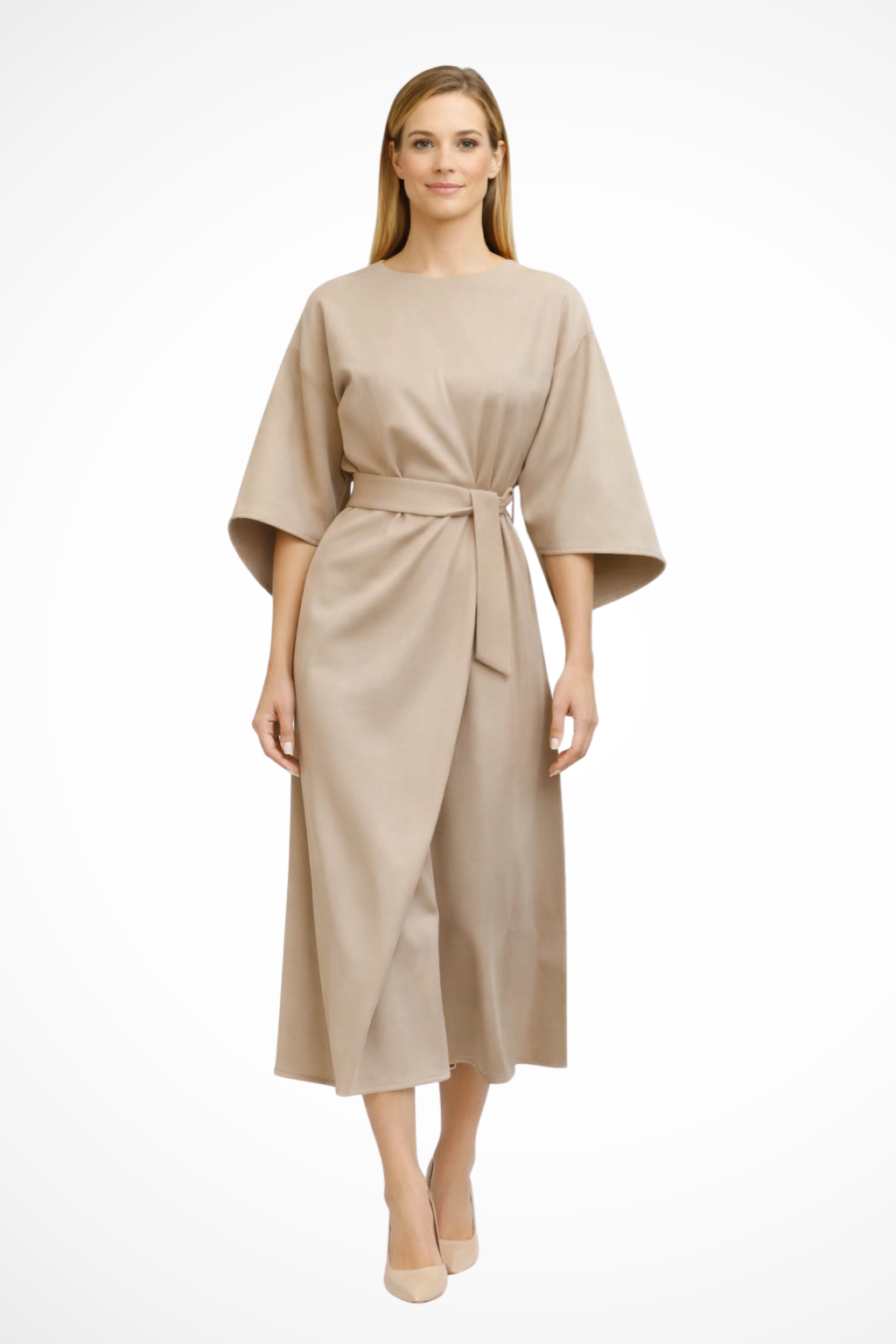 Vestido midi mujer con botones y abertura lateral formal