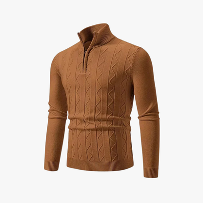Jersey Hombre de Punto con Media Cremallera y Estilo Casual