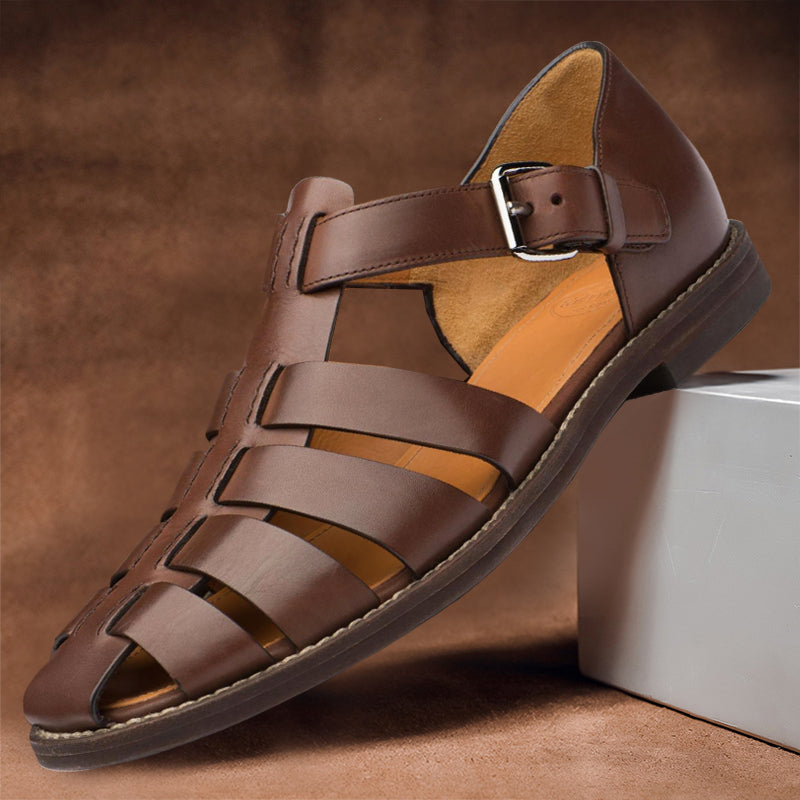 Sandalias Mujer de Cuero Diseño Perforado Comodas Verano