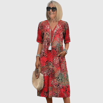 Vestido midi mujer de tela ligera estampado oceánico