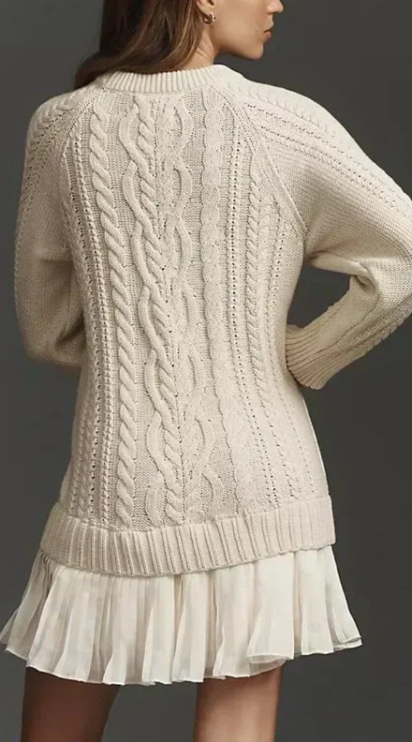 Vestido Mujer de Punto con Falda Plisada