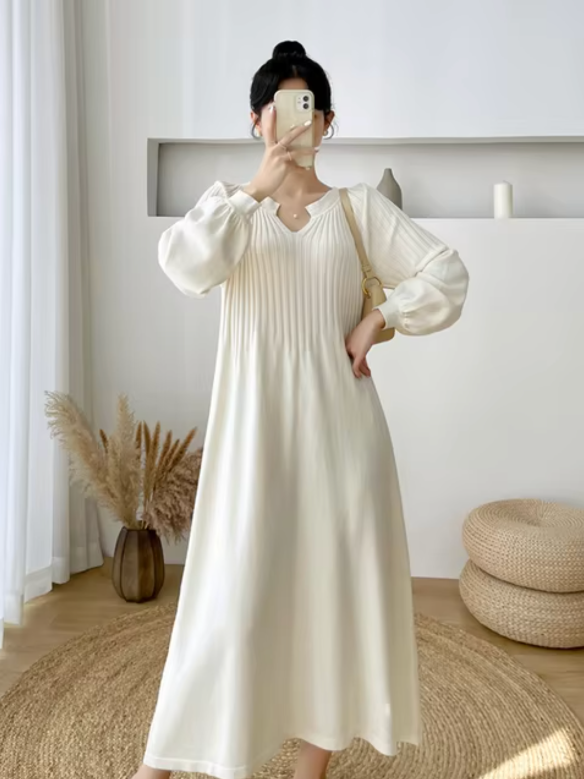 Vestido maxi mujer de plumeti holgado