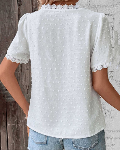 Blusa Mujer de Encaje con Escote en V Ajuste Elegante