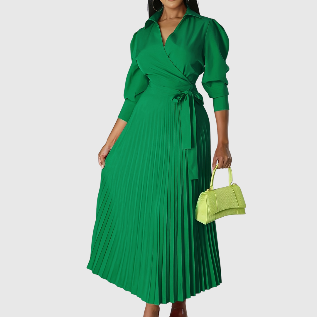 Vestido midi mujer plisado tejido suave