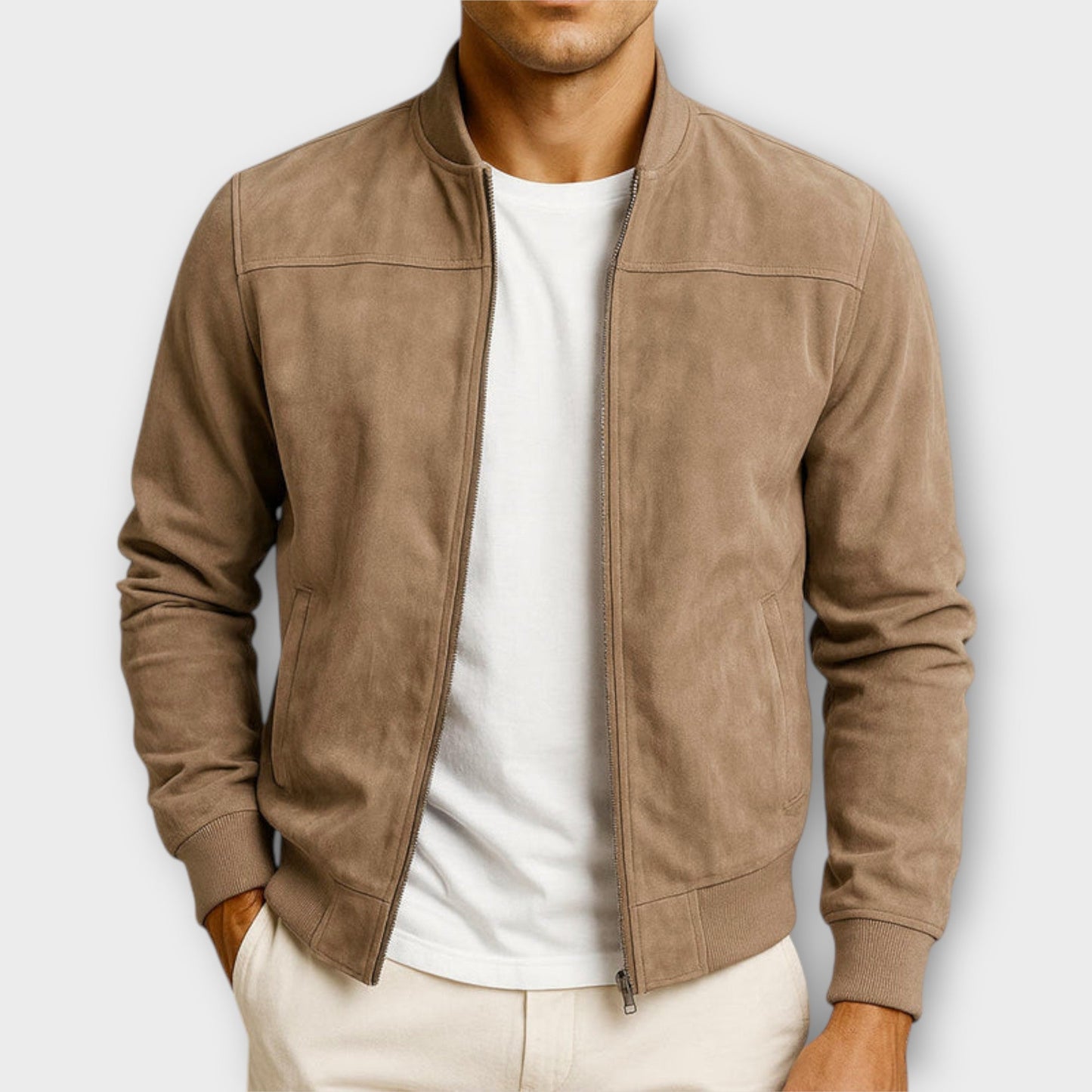 Chaqueta Hombre de Cuero Gamuzado Corte Clasico - Mavetta