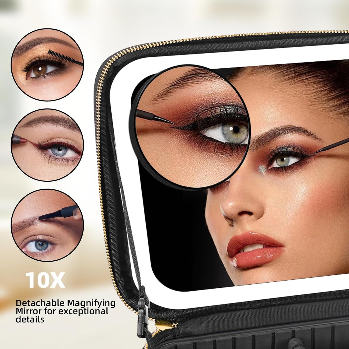 Estuche Maquillaje Portátil con Espejo LED Unisex