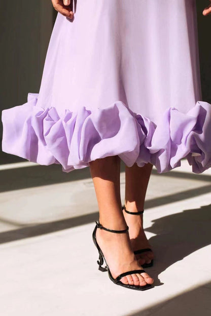 Vestido largo mujer con volantes y escote en V