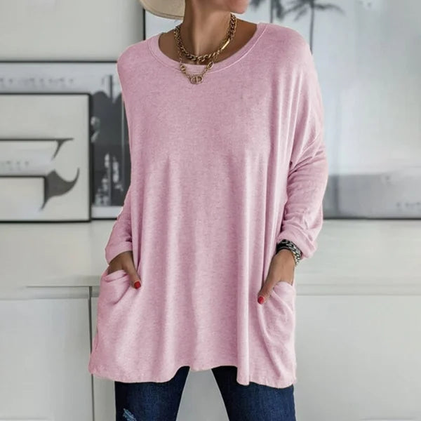Blusa Mujer Manga Larga Tejido Suave Ajuste Relajado