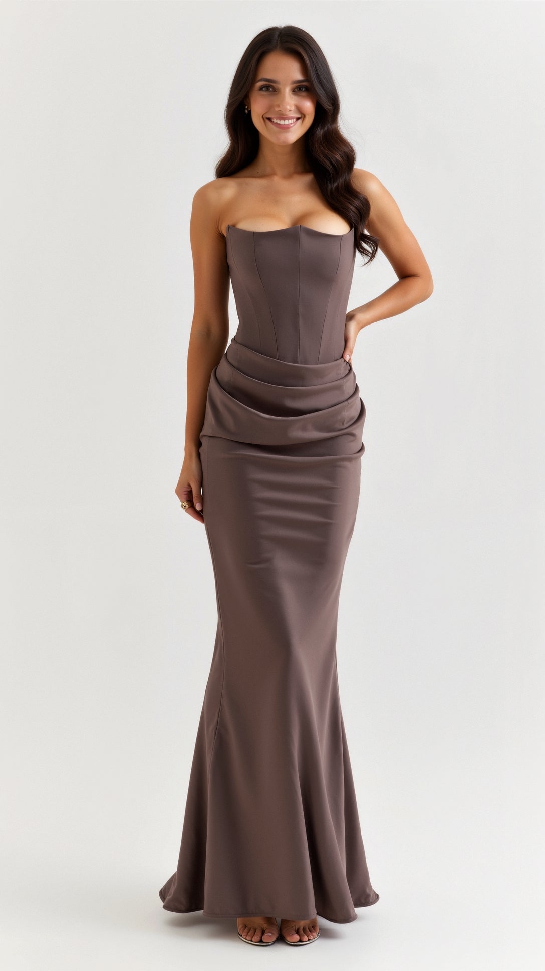 Vestido maxi mujer de boda silueta columna elegante