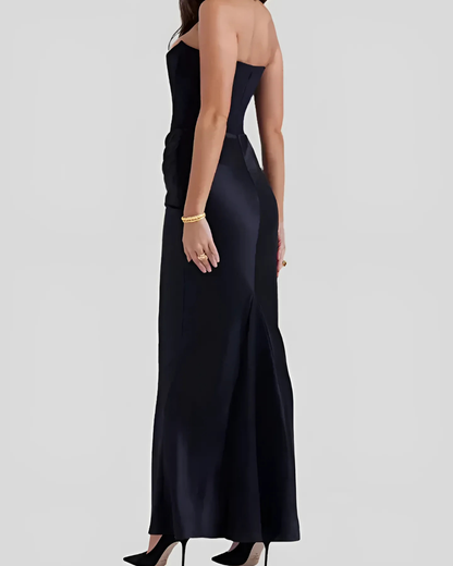 Vestido maxi mujer con diseño drapeado elegante