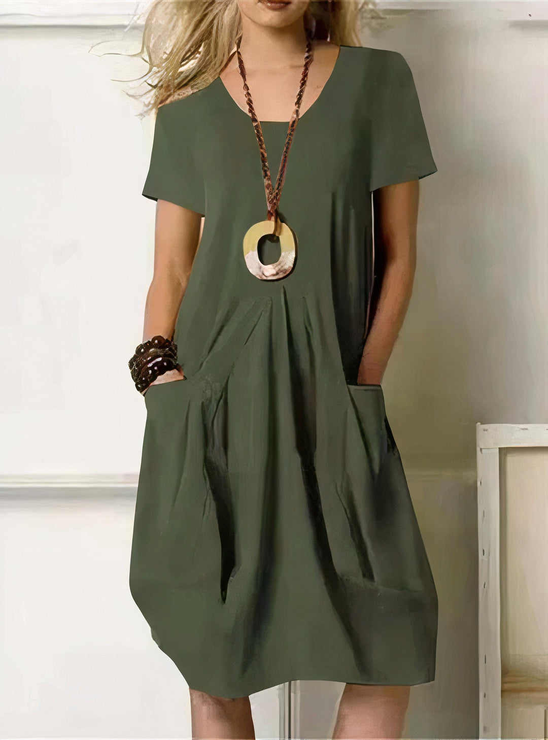 Vestido Casual Mujer Bolsillos Tejido Suave Corte Fluido