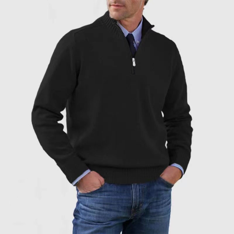 Jersey Hombre de Punto con Media Cremallera Ajustado