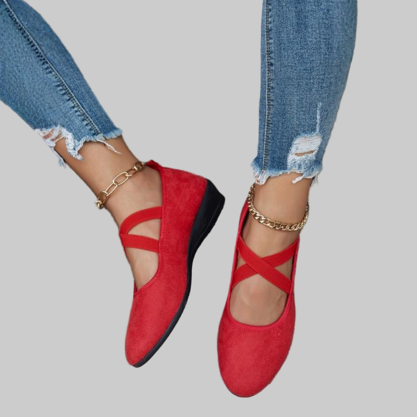 Zapatos Mujer Cuña Cuero Correas Cruzadas Diseño Cerrado