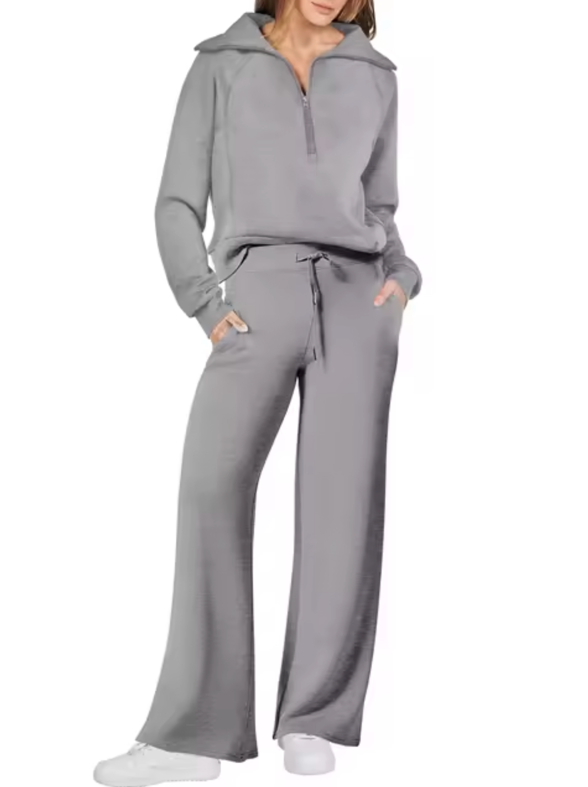 Sudadera Mujer con Cuello Alto y Puños Ajustados