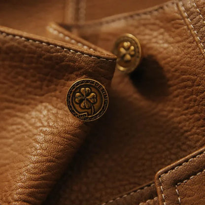 Chaqueta Mujer Cuero Sintético Talle Ajustado Textura Mate