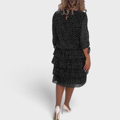 Vestido clásico mujer de lunares manga larga elegante
