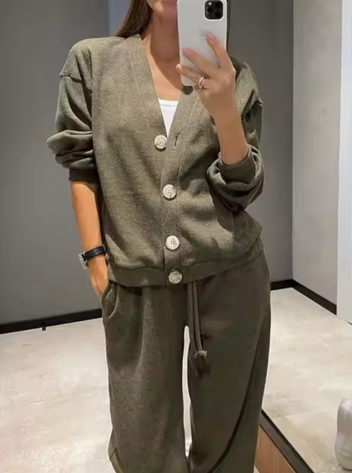 Conjunto Mujer Chaleco y Pantalón Algodón Cintura Elástica