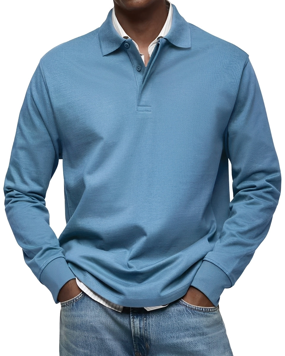 Camisa Hombre Algodón Cuello Abotonado Manga Larga Corte Regular