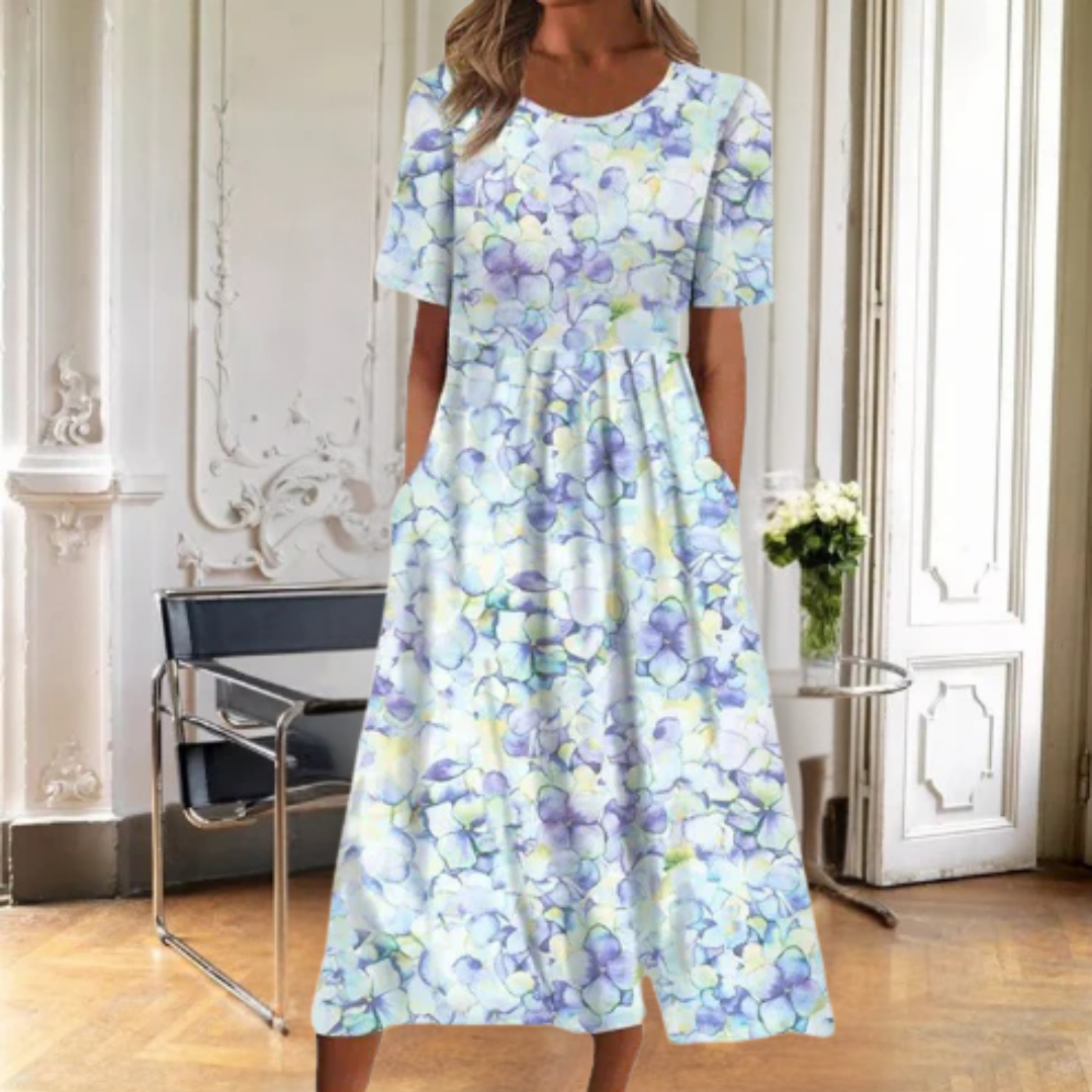 Vestido midi mujer de verano con estampado botánico
