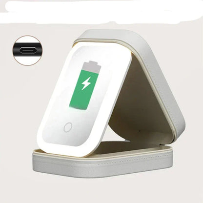 Neceser Maquillaje Portátil con Espejo LED Viaje