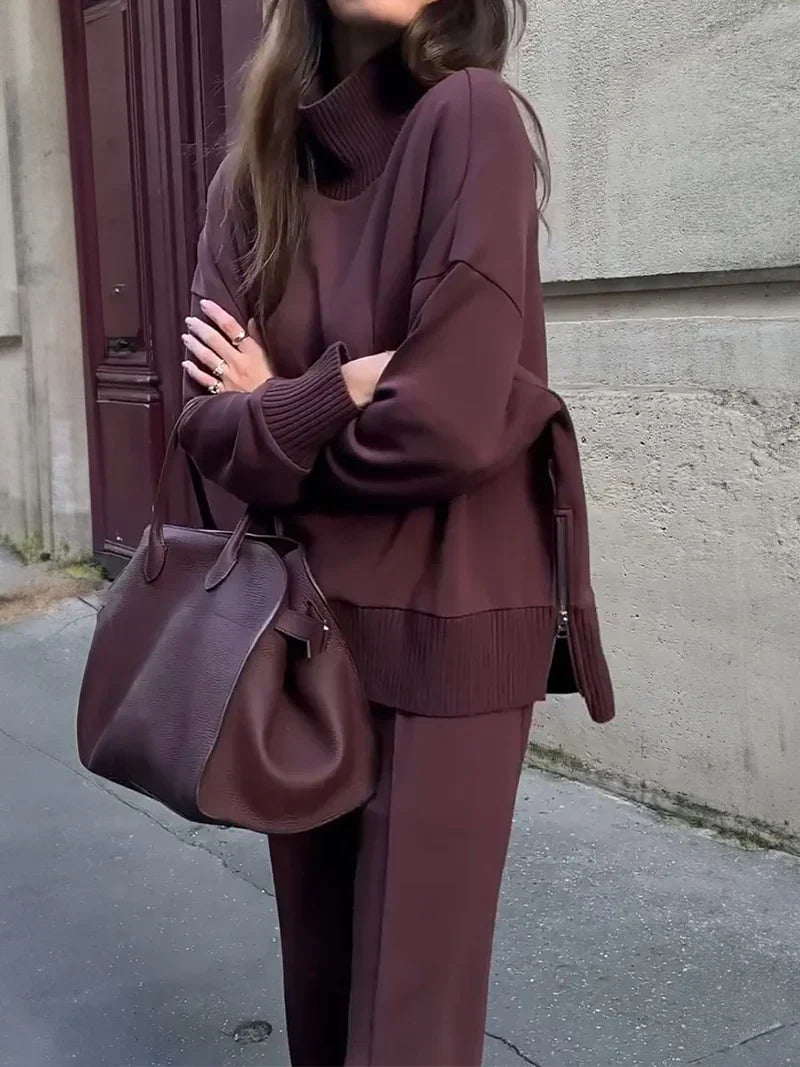 Conjunto Mujer Sudadera y Pantalón Algodón Holgado Comodo