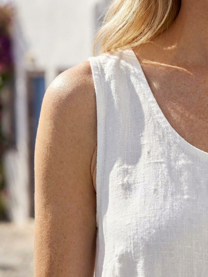 Vestido midi mujer sin mangas cuello alto corte relajado