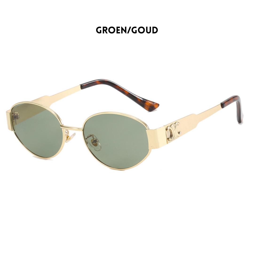 Gafas de Sol Unisex Montura Metálica Estilo Ovalado Vintage