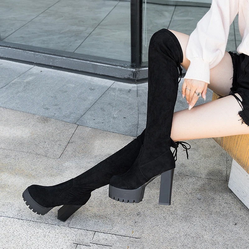 Botas overknee mujer ligeras con tacón alto elegante