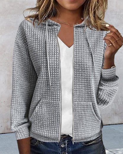 Chaqueta casual mujer con cordones ajustables y capucha
