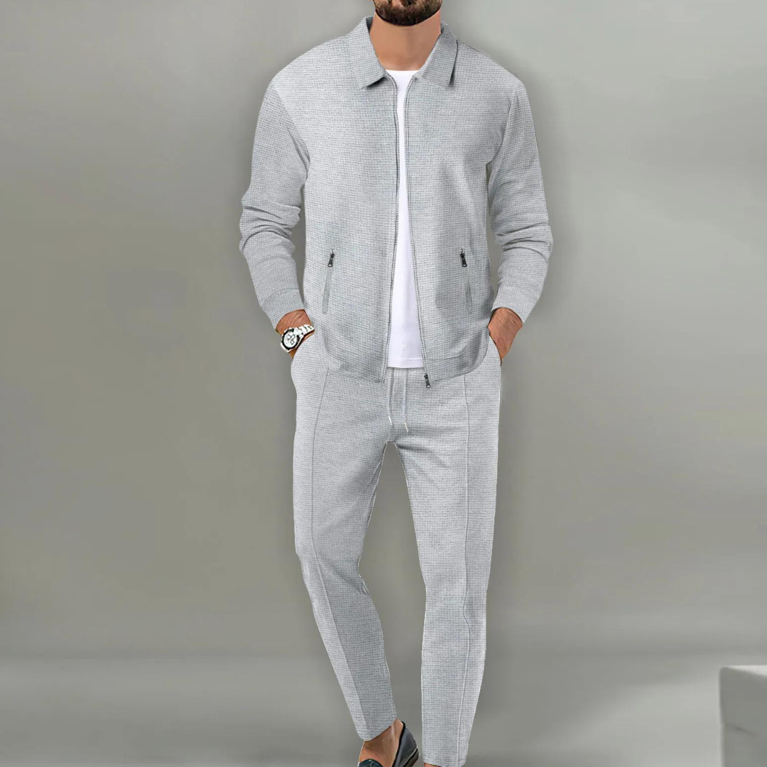 Conjunto hombre chaqueta bomber y pantalón elástico deportivo cómodo