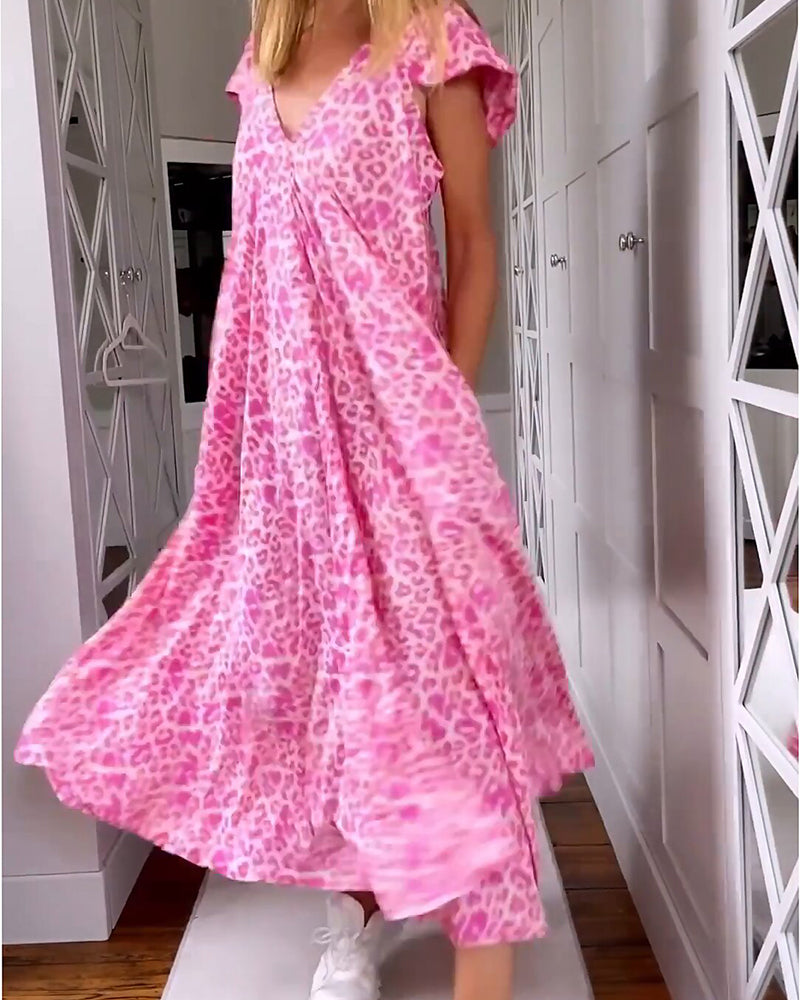 Vestido Mujer Veraniego Escote en V Estampado