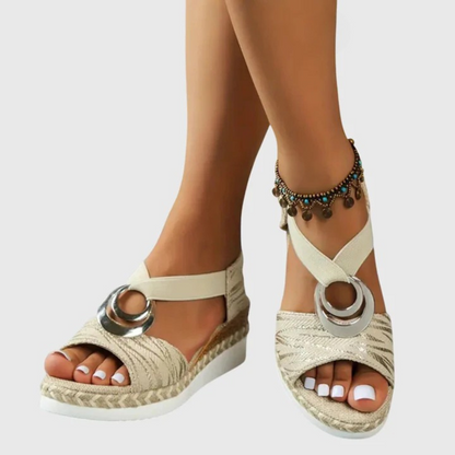 Sandalias Mujer con Cuña y Correa Ajustable