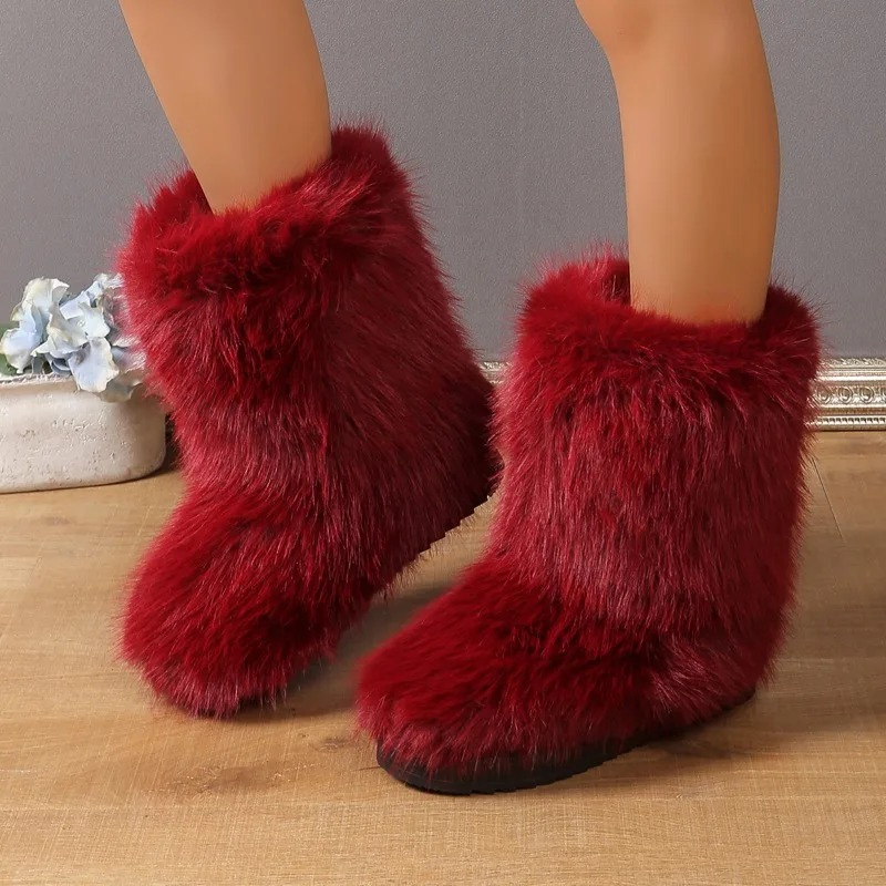 Botas Mujer Invierno Forradas Imitación Piel Suela Antideslizante