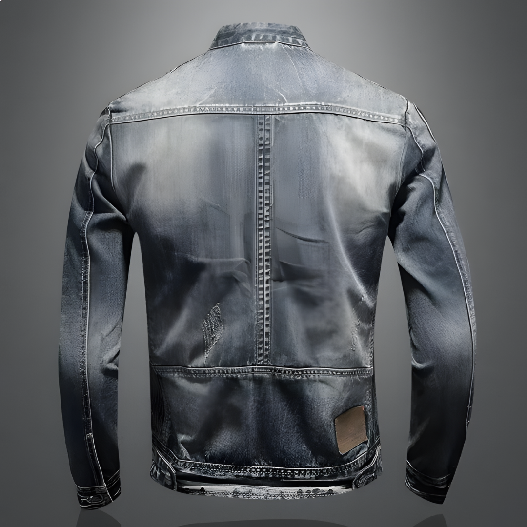 Chaqueta Vaquera Hombre con Cremalleras Detalladas