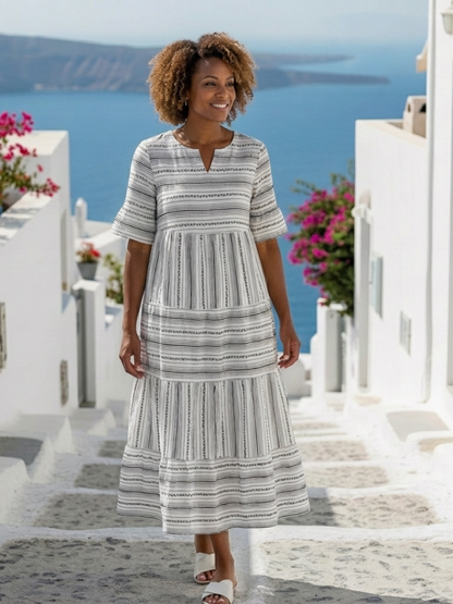 Vestido midi Mujer de Capas y Tejido Fresco Ajuste Elegante